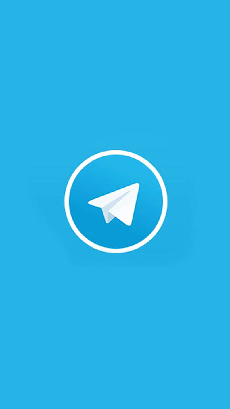 Android Social 桌布 壁紙 — 一個白色紙飛機圖示，居中於實心藍色背景上的白色圓圈內。