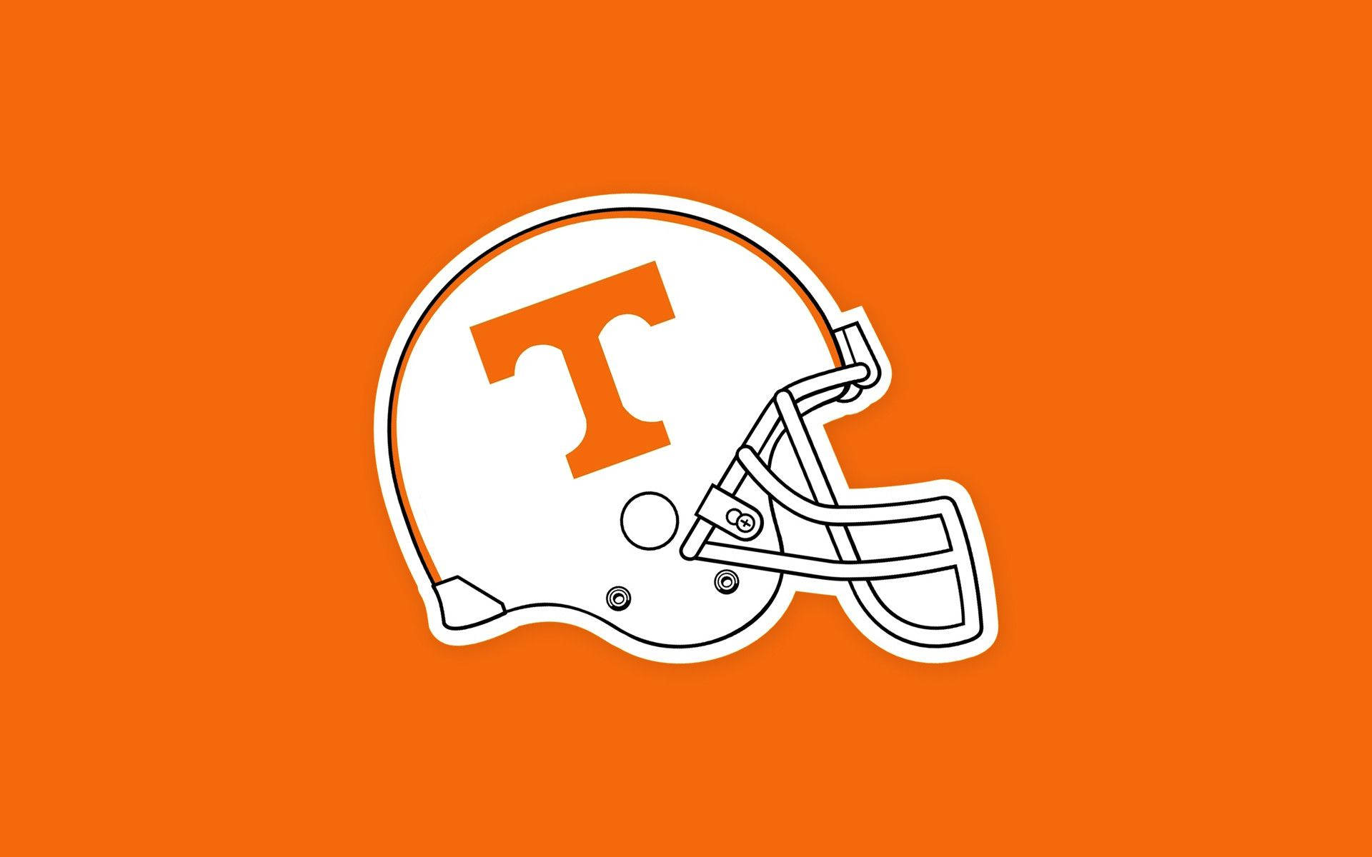 Tennessee 桌布 壁紙 — 一個白色美式足球頭盔，上面有橙色的 'T' 標誌，在純橙色背景上顯得非常突出。