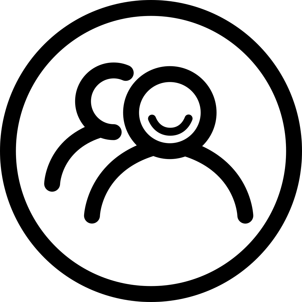 Circle Design 桌布 壁紙 — 一個白色背景上圓圈內兩個風格化人物的極簡黑色線條圖示。