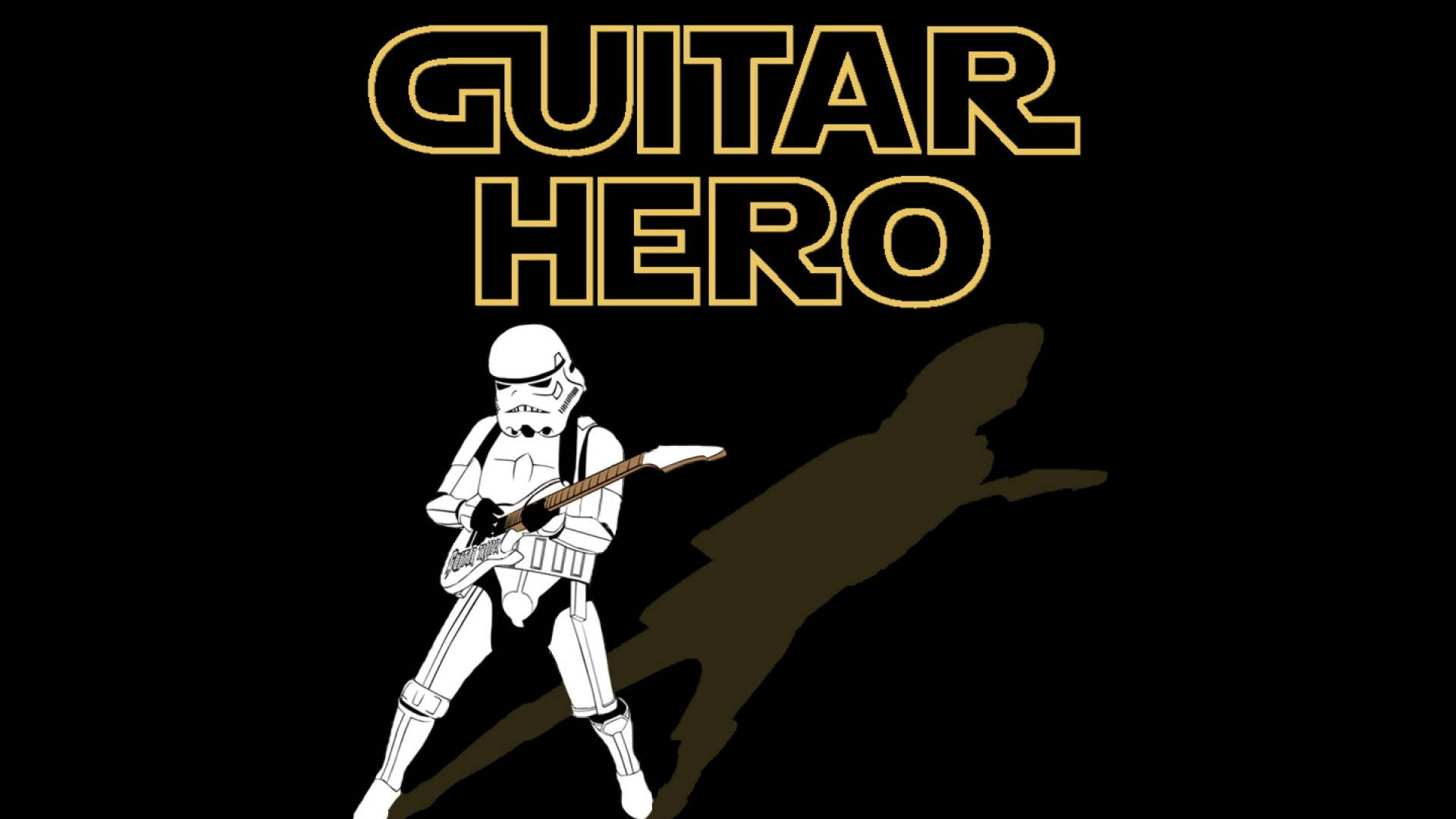風暴兵彈吉他，帶有黃色「Guitar Hero」文字。 — 吉他英雄 壁紙