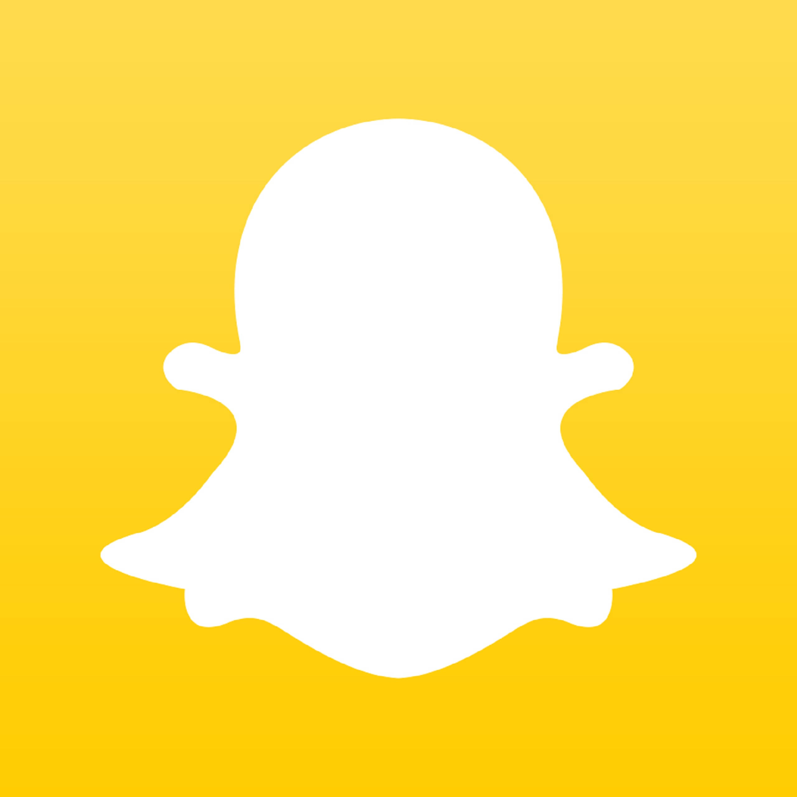 Snapchat 桌布 壁紙 — 一個白色鬼魂剪影居中於純黃色背景上。