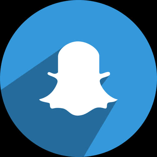 Snapchat 桌布 壁紙 — 一個白色鬼魂圖示，置於藍色圓圈中央，在黑色背景上帶有長陰影。