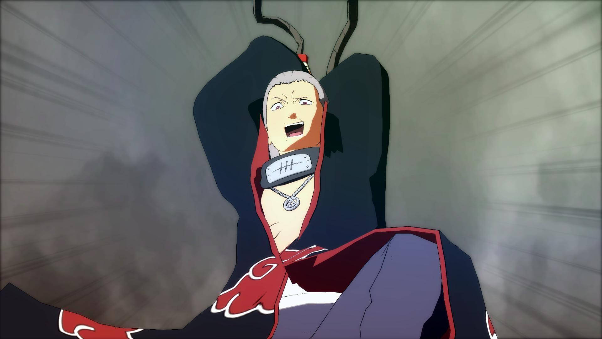 hidan akatsuki 桌布 壁紙 — 一個白髮、身穿紅色雲紋斗篷的動漫角色在黑暗隧道中尖叫，帶有動態模糊效果。
