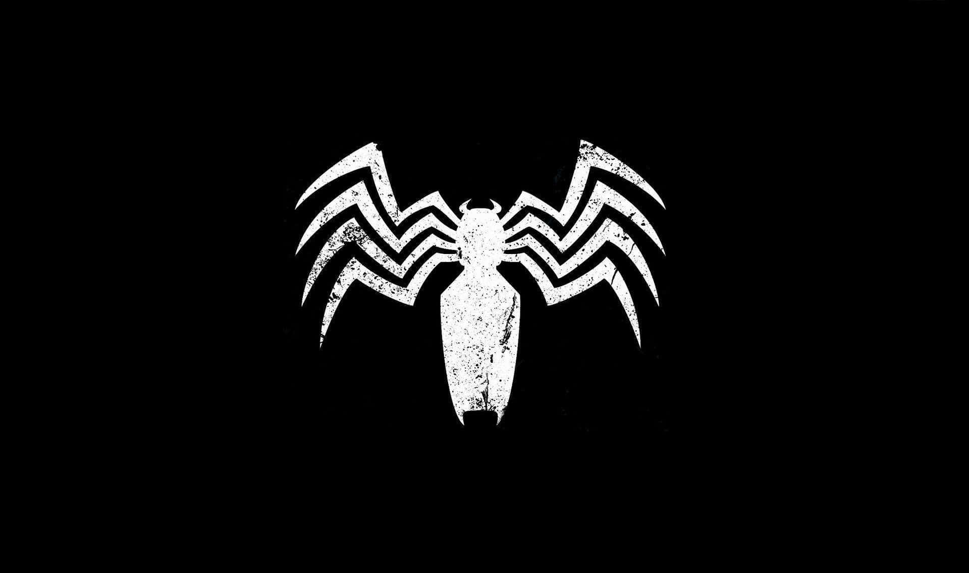 桌布 壁紙 — 一個磨損的白色Venom標誌在純黑色背景上顯得格外突出。