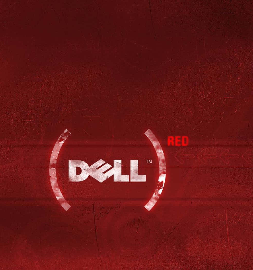 Dell 桌布 壁紙 — 一個磨損的紅色背景上有一個發光的白色Dell標誌，被一個斷裂的弧線包圍，附近有RED字樣。