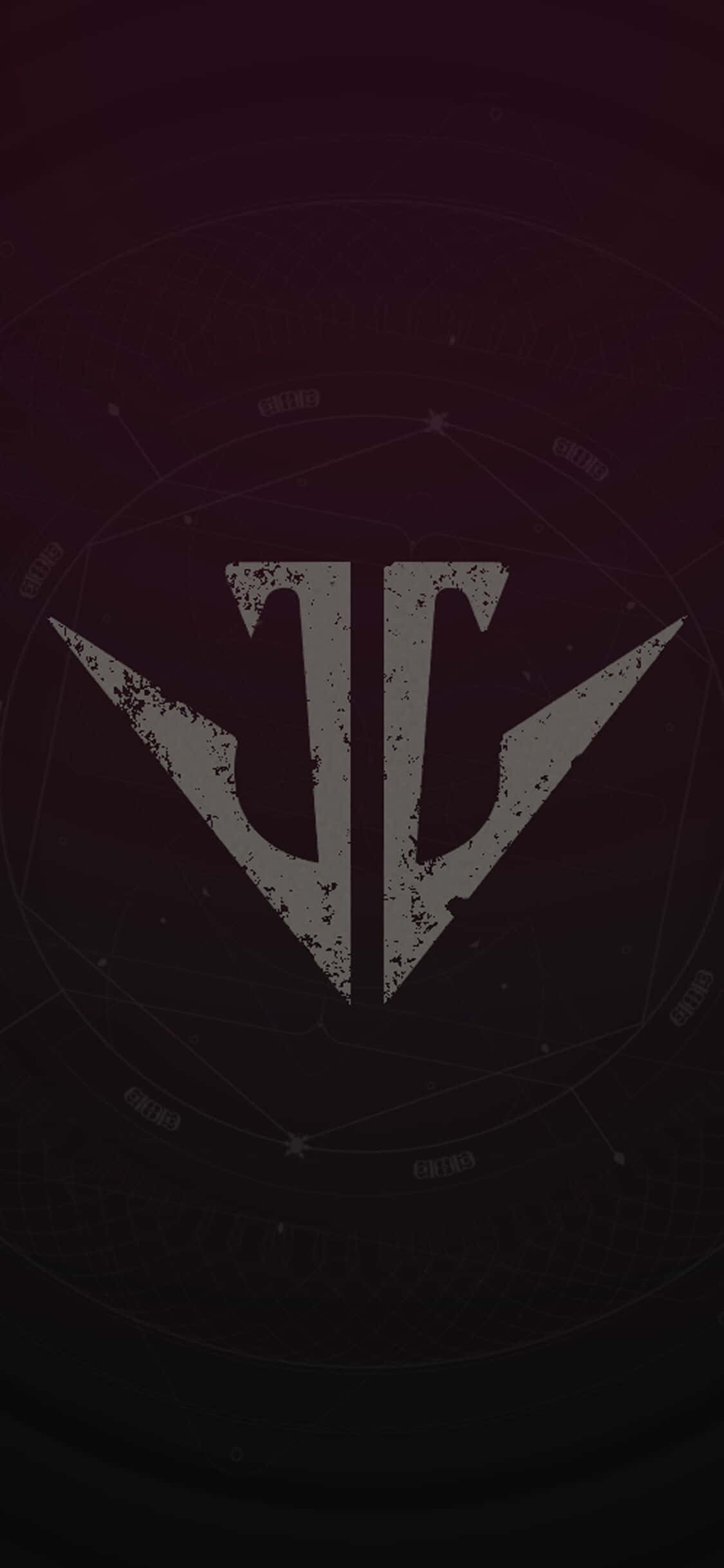 Destiny 2 Phone 桌布 壁紙 — 一個磨損的銀色標誌居中在深紫色漸變背景上，帶有微弱的圓形星座線條。