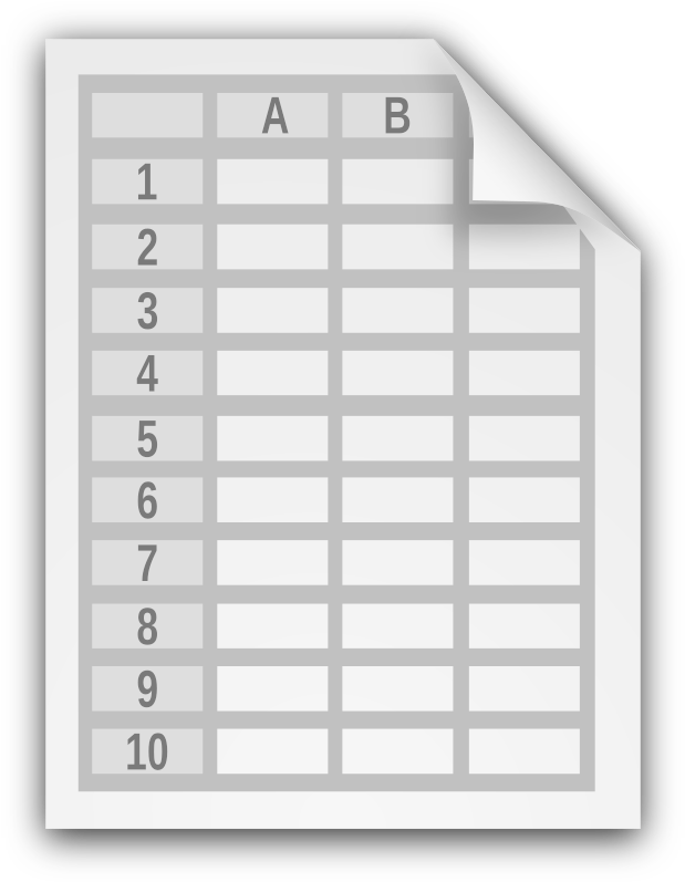 Spreadsheet 桌布 壁紙 — 一個空白的試算表，有欄A B和行1到10，在一張白色紙上，右上角捲曲。
