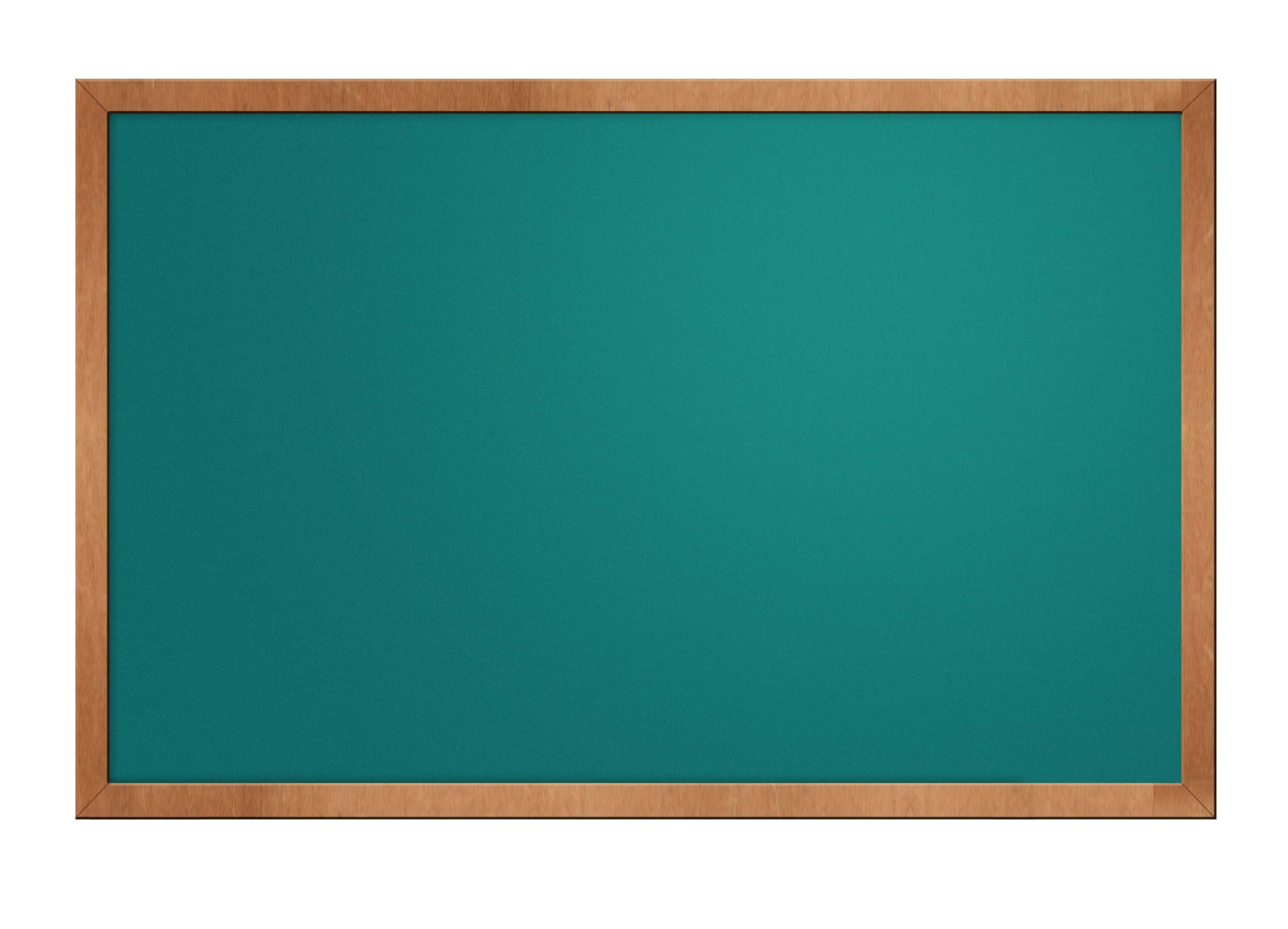Blackboard 桌布 壁紙 — 一個空白的青綠色黑板，配有淺色木框，放在乾淨的白色背景上。