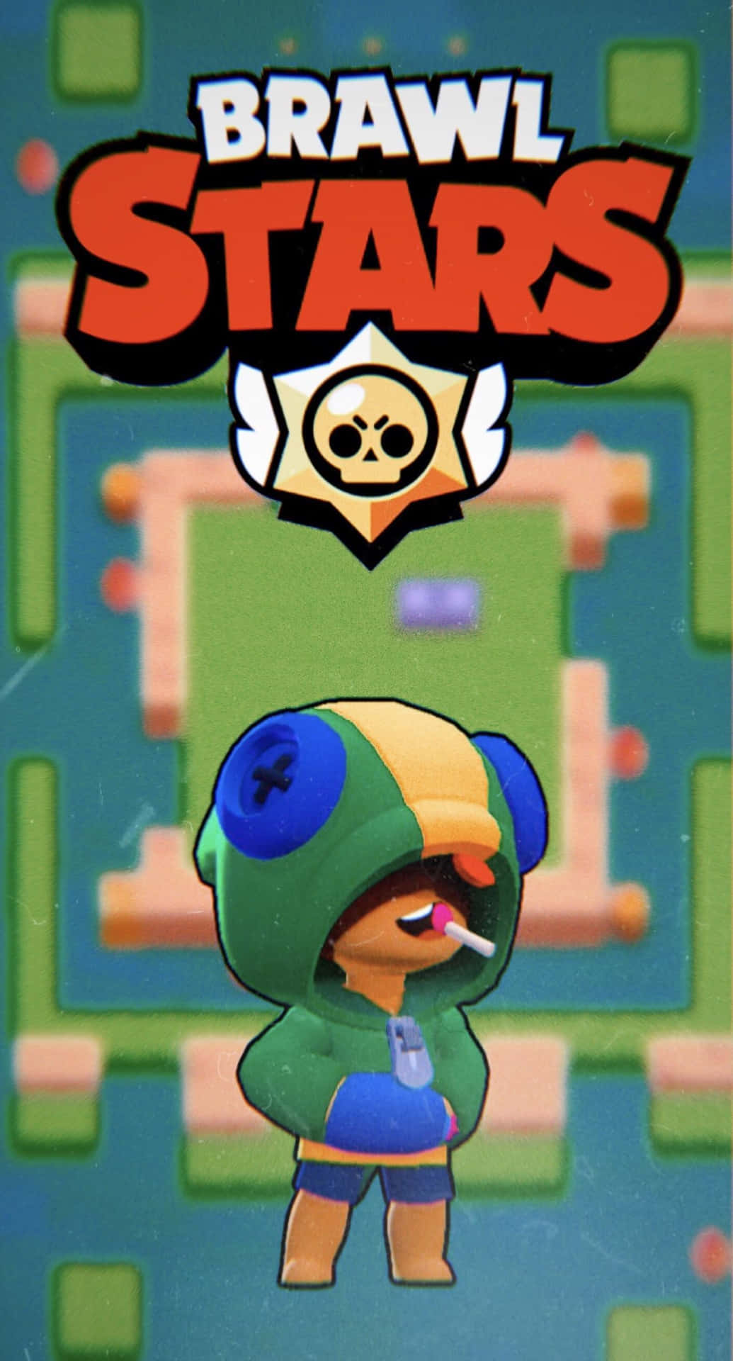 Brawl Stars 角色在遊戲地圖背景中抽煙 — 荒野亂鬥 GIF 壁紙