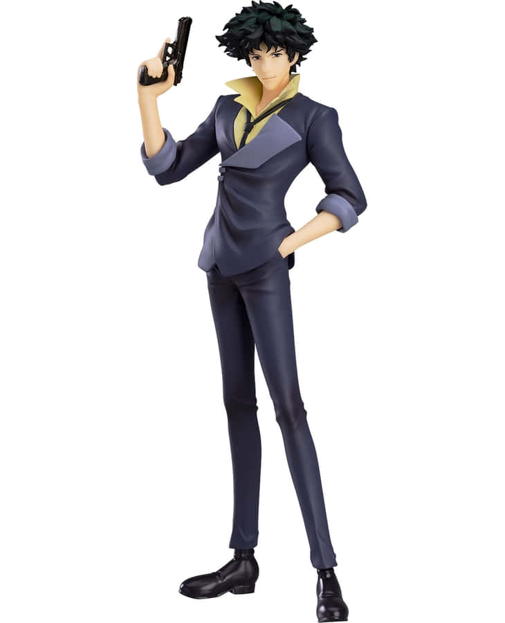 Spike Spiegel 桌布 壁紙 — 一個穿著深色西裝的男人動漫人偶，一隻手持手槍，另一隻手放在臀部。