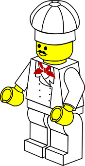 樂高 桌布 壁紙 — 一個穿著白色燕尾服、紅色領結和黑色高帽的LEGO人偶站在黑色背景前。