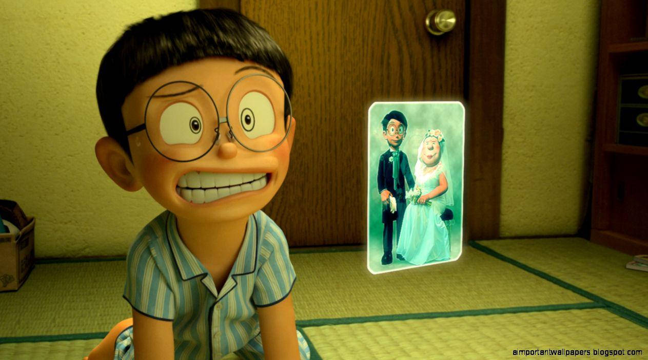 nobita 桌布 壁紙 — 一個穿著睡衣、睜大眼睛的動畫男孩，凝視著一張在鋪有榻榻米和木門的房間中漂浮的發光婚紗照。