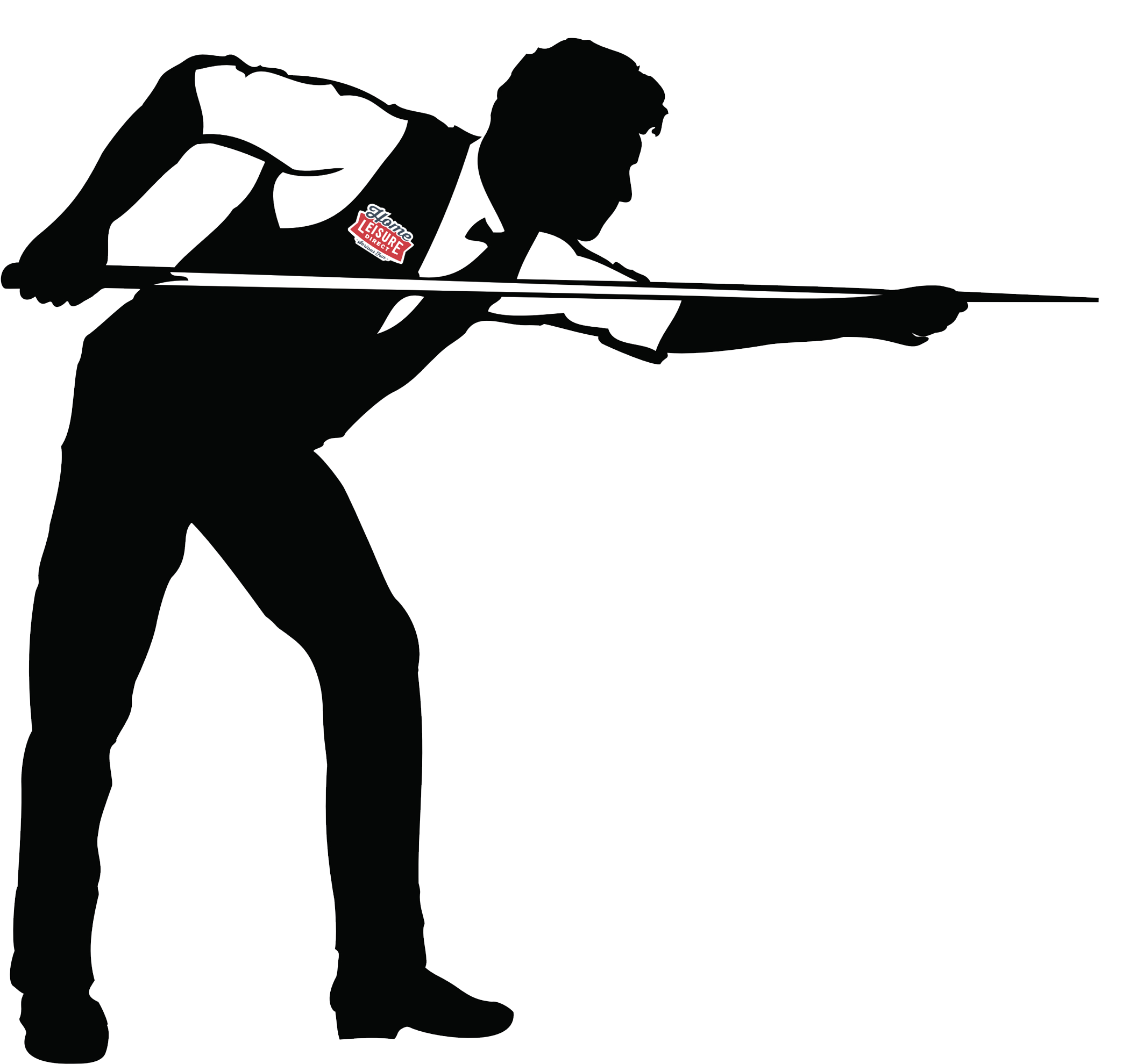 Billiard 桌布 壁紙 — 一個穿著背心的男人，在純黑色背景下，全神貫注地瞄準步槍的鮮明黑白剪影。