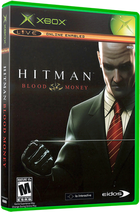 刺客教條 桌布 壁紙 — 一個穿著西裝、打紅色領帶的禿頭男人，在Xbox遊戲盒的深色背景上握著戴手套的拳頭，樣子兇狠。