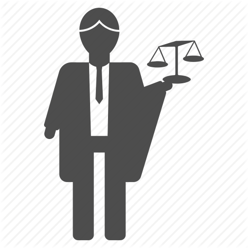 Advocate 桌布 壁紙 — 一個穿著西裝的人灰色剪影，在對角線條紋背景上手持正義天平。