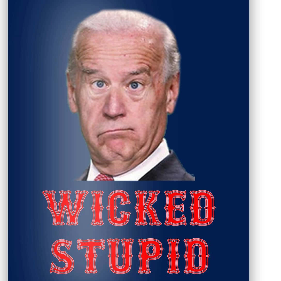 Stupid 桌布 壁紙 — 一個穿著西裝的男人在深藍色背景上做出滑稽的憤怒表情，背景上有粗體紅色文字寫著「WICKED STUPID」。