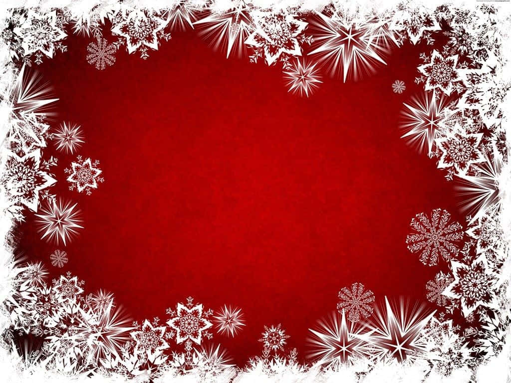 Red And White 桌布 壁紙 — 一個節日紅色背景，由精緻的白色雪花框出節日邊框。