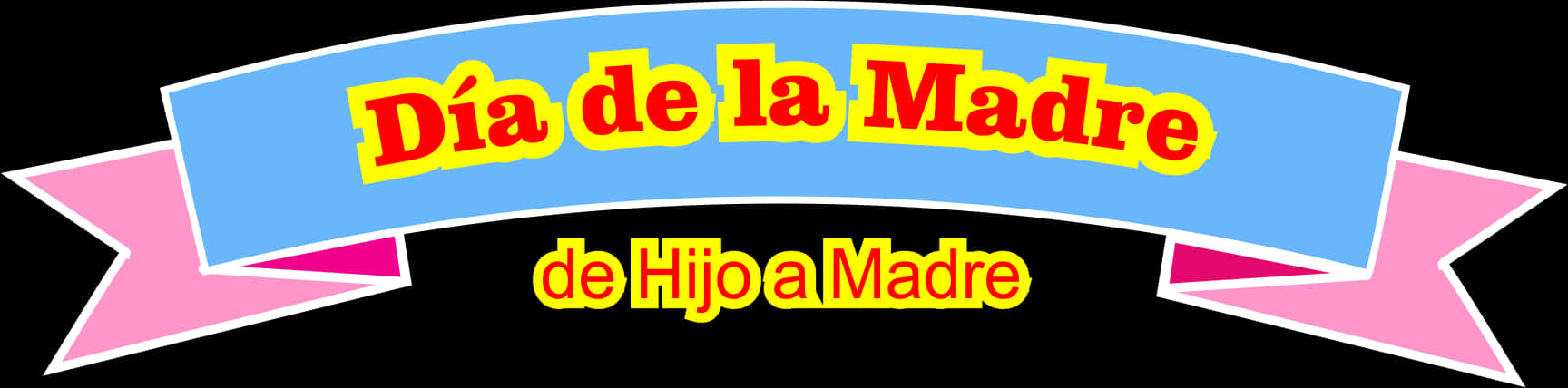 Dia De La Madre 桌布 壁紙 — 一個節日藍色和粉紅色的橫幅，以粗體黃色文字慶祝西班牙語的母親節。
