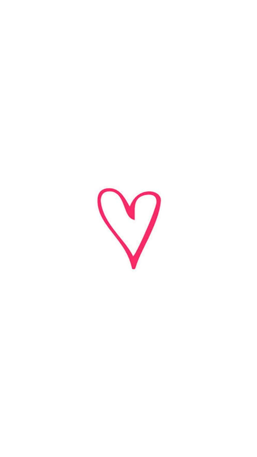 Cute Heart 桌布 壁紙 — 一個簡單手繪的粉紅色心形，居中在純白色背景上。