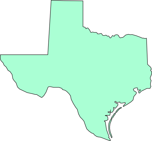 Texas Outline 桌布 壁紙 — 一個簡單的淺綠色德州輪廓，以黑色勾勒，背景為白色。