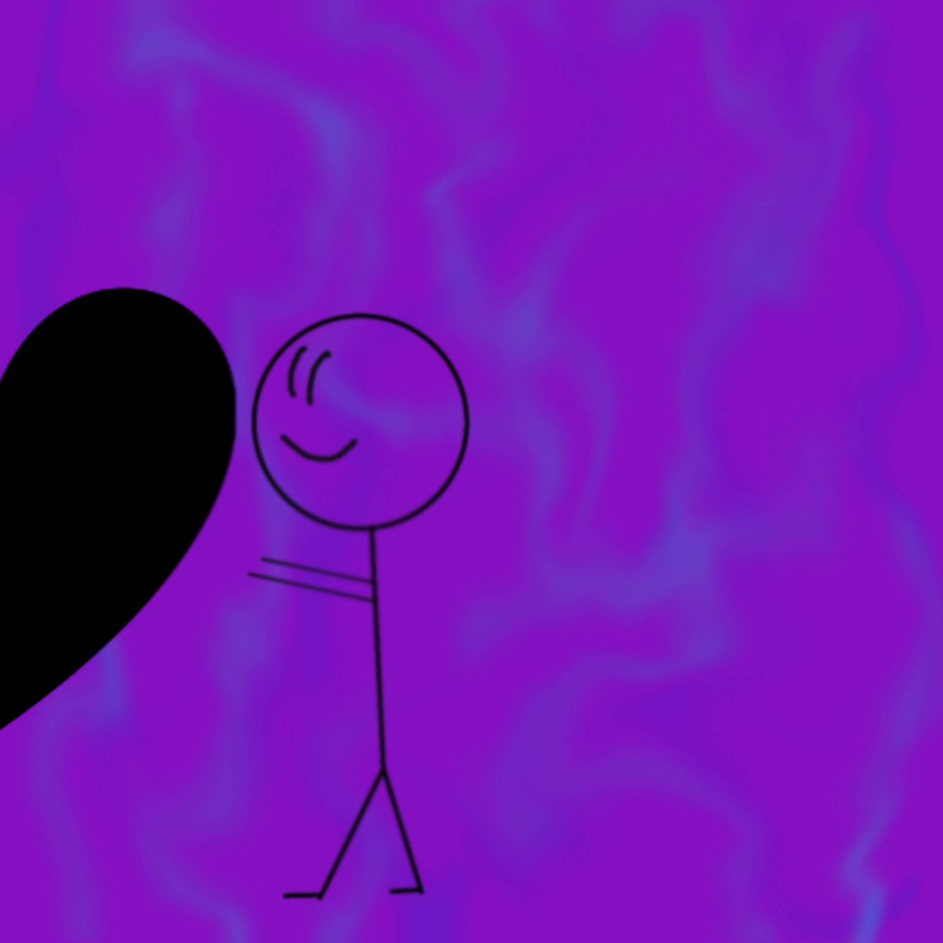 火柴人在紫色旋轉背景上拿著黑色心形。 — 配對 GIF 壁紙