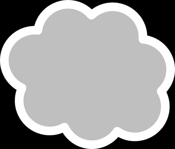 Gray Aesthetic 桌布 壁紙 — 一個簡單的灰色雲形狀，帶有白色輪廓，置於黑色背景上。