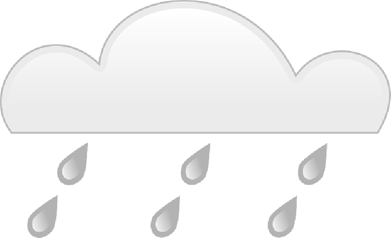Raining 桌布 壁紙 — 一個簡單的灰色雲朵，下方有五滴雨點落在白色背景上。
