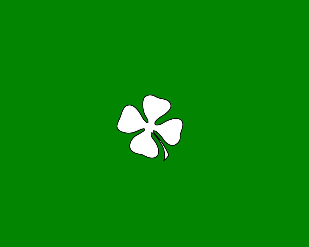 Celtic Irish 桌布 壁紙 — 一個簡單的白色四葉草圖示，居中在純綠色背景上。