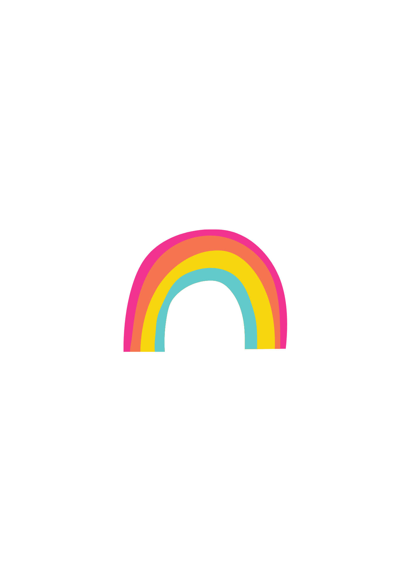LGBT 桌布 壁紙 — 一個簡單的風格化彩虹，粉紅色、橙色、黃色和藍綠色弧線居中在純白色背景上。