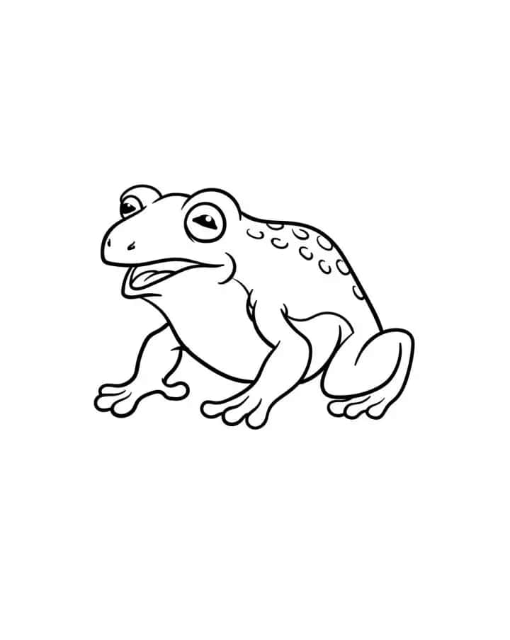 Frog Drawing 桌布 壁紙 — 一個簡單的黑白線條畫，畫的是一隻大眼睛、背部有斑點的卡通青蛙。