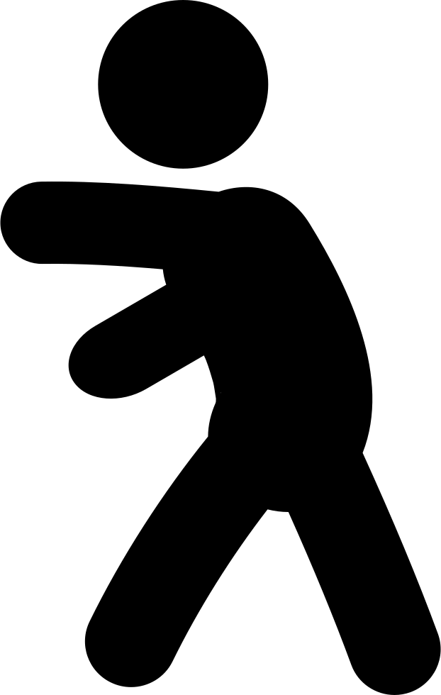 Clip Art 桌布 壁紙 — 一個簡單的黑色剪影，描繪一個火柴人在純白色背景上以動態步行姿勢行走。