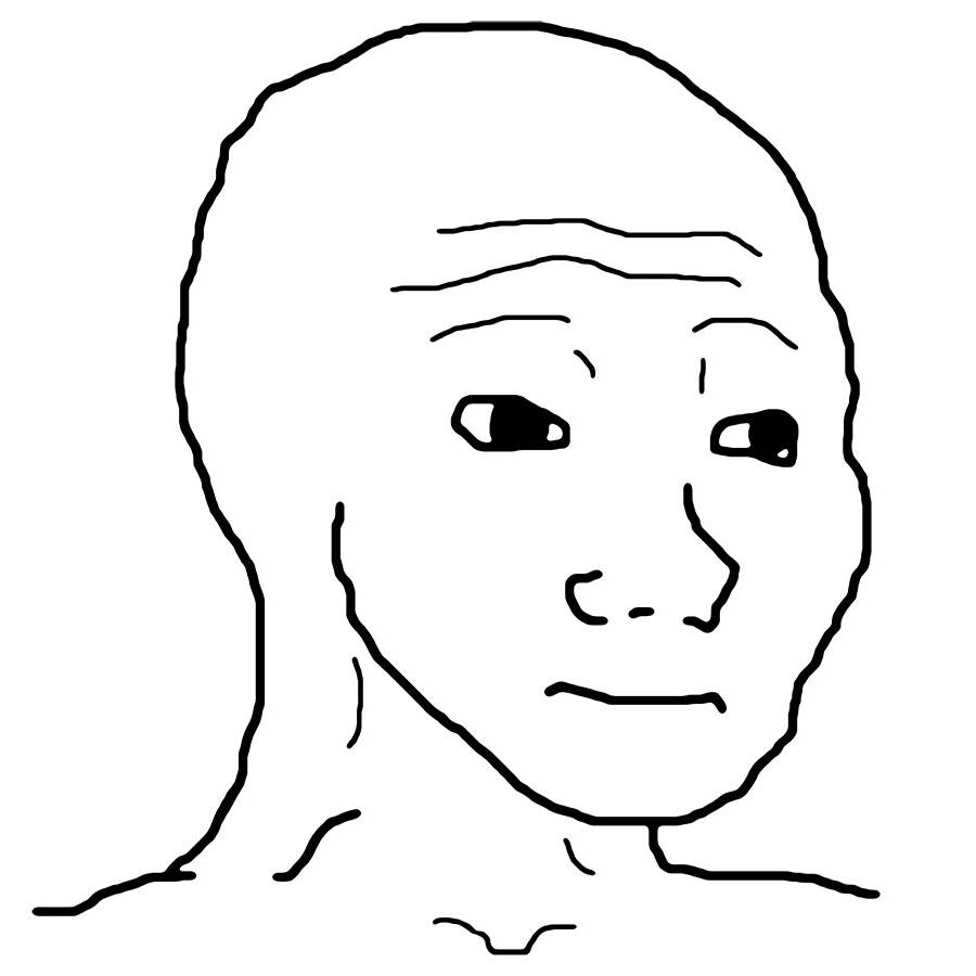 Humor 桌布 壁紙 — 一個簡單的黑色線條畫，描繪一個光頭男人臉部帶有驚訝或困惑的表情。
