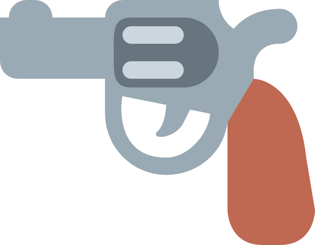Emoji Discord 桌布 壁紙 — 一個簡約平面圖示，展示一支灰色槍身和棕色握把的左輪手槍，背景為白色。