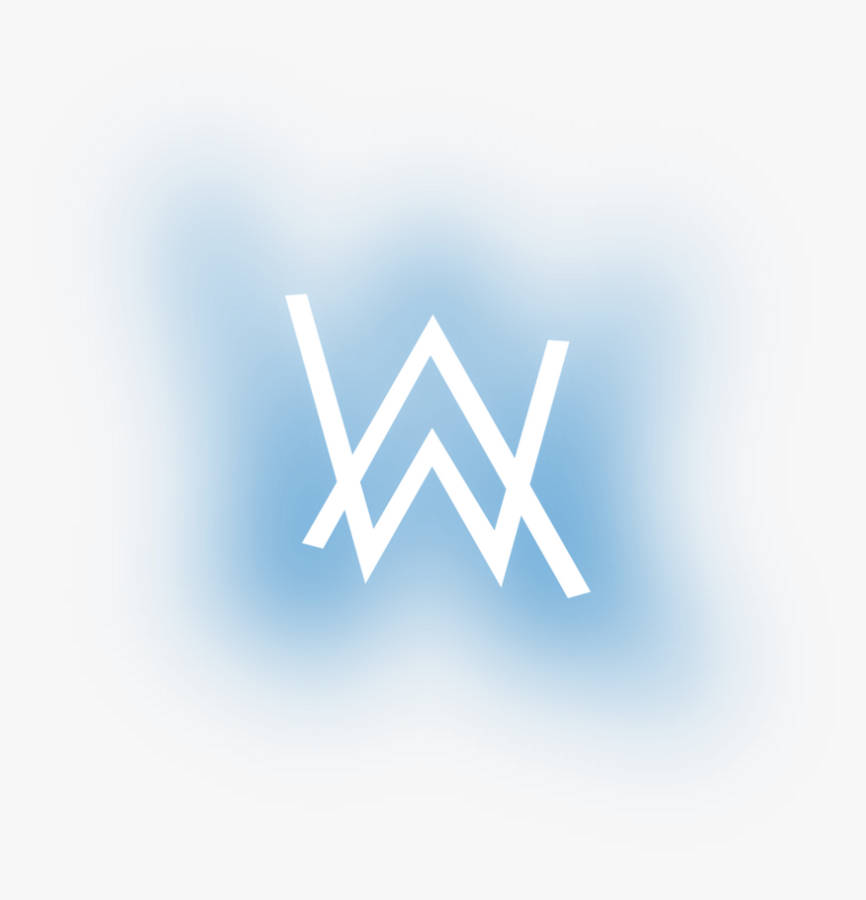 Logo 桌布 壁紙 — 一個簡約白色風格化的 'W' 標誌，置中在柔和漸變藍色背景上。