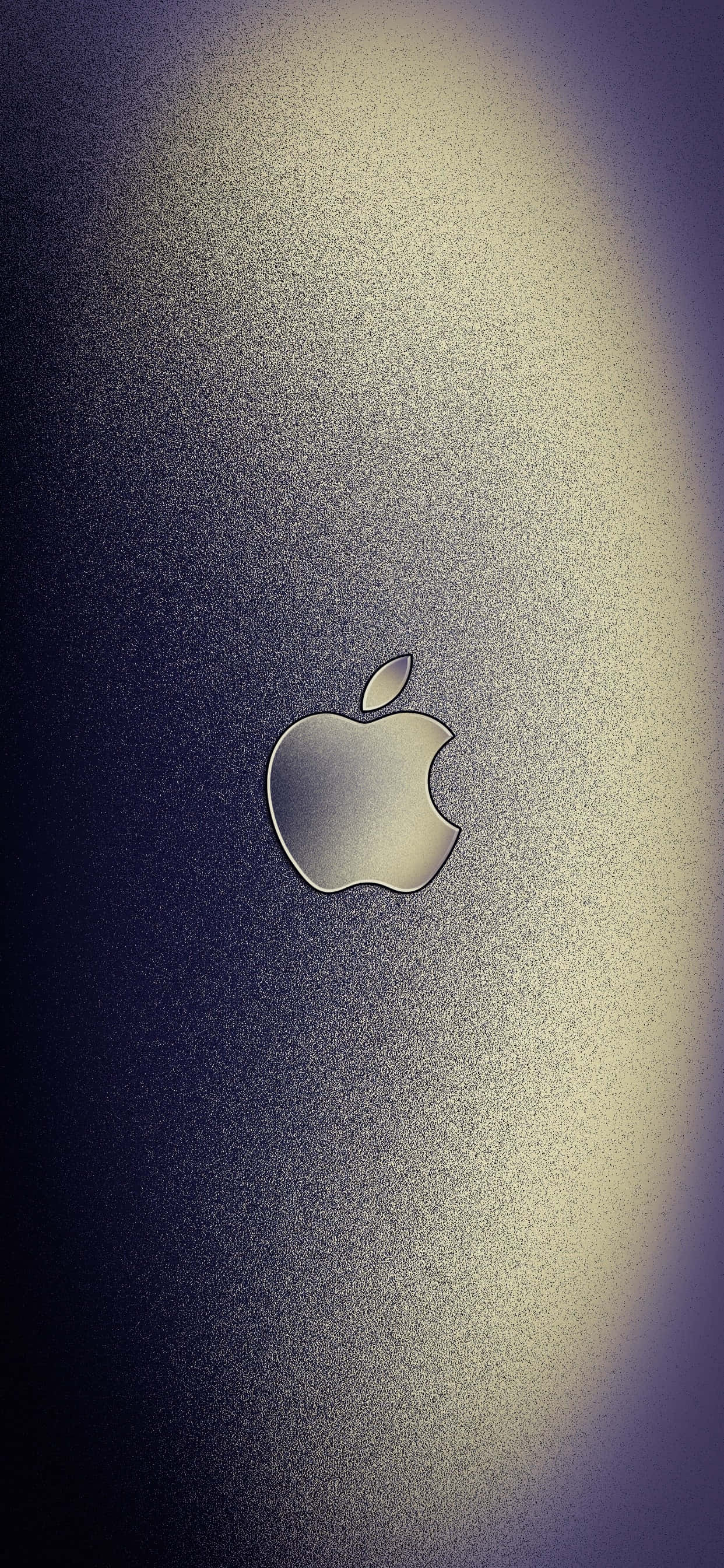 Apple iPhone Xs Max 桌布 壁紙 — 一個簡約的Apple標誌在柔和聚光燈下，於帶紋理的深色漸變背景上閃耀。