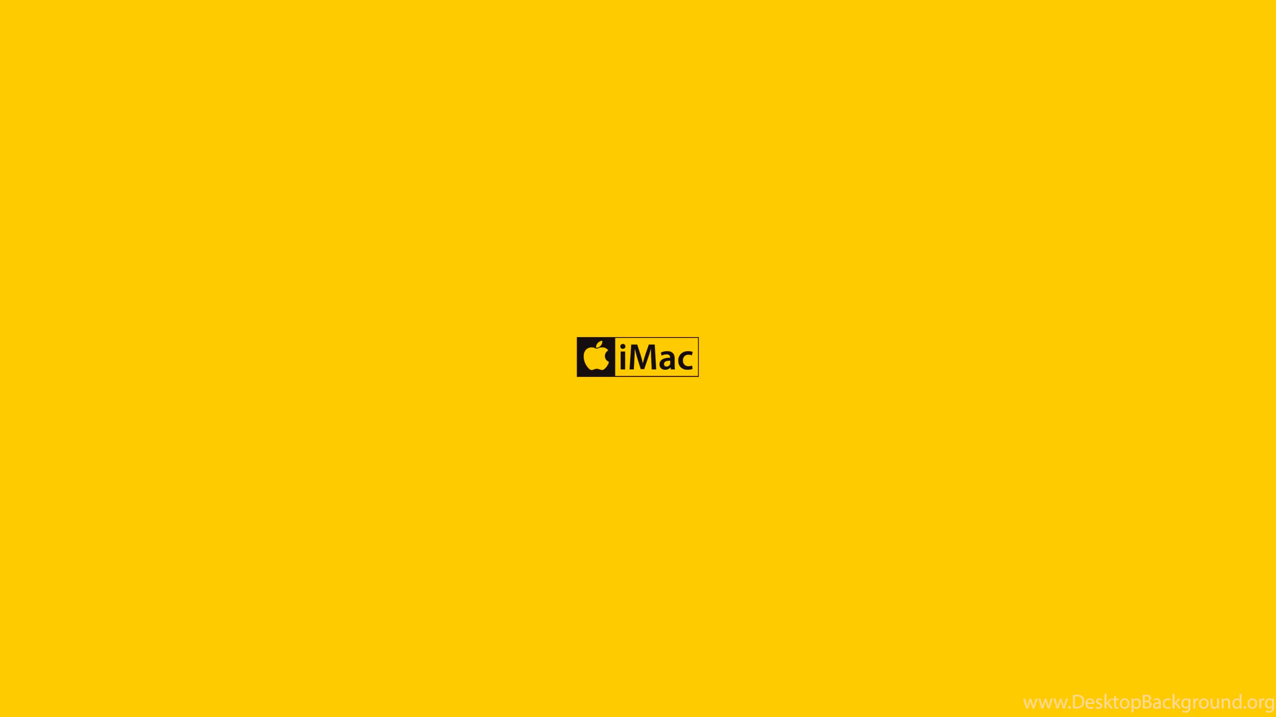 桌布 壁紙 — 一個簡約的亮黃色背景，中央有一個黑色的 iMac 標誌。