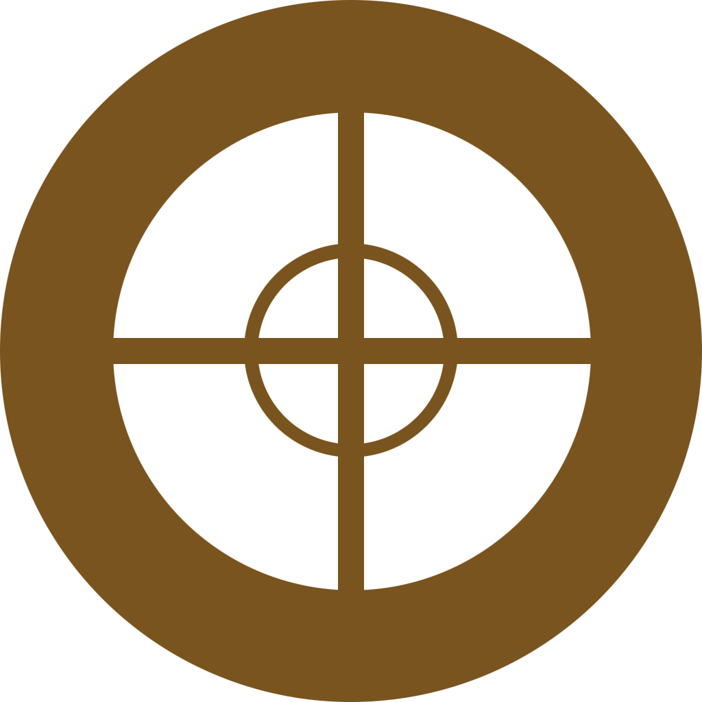 Tf2 Logo 桌布 壁紙 — 一個簡約的棕色和白色靶心符號，帶有同心圓和十字準線，背景為純色。