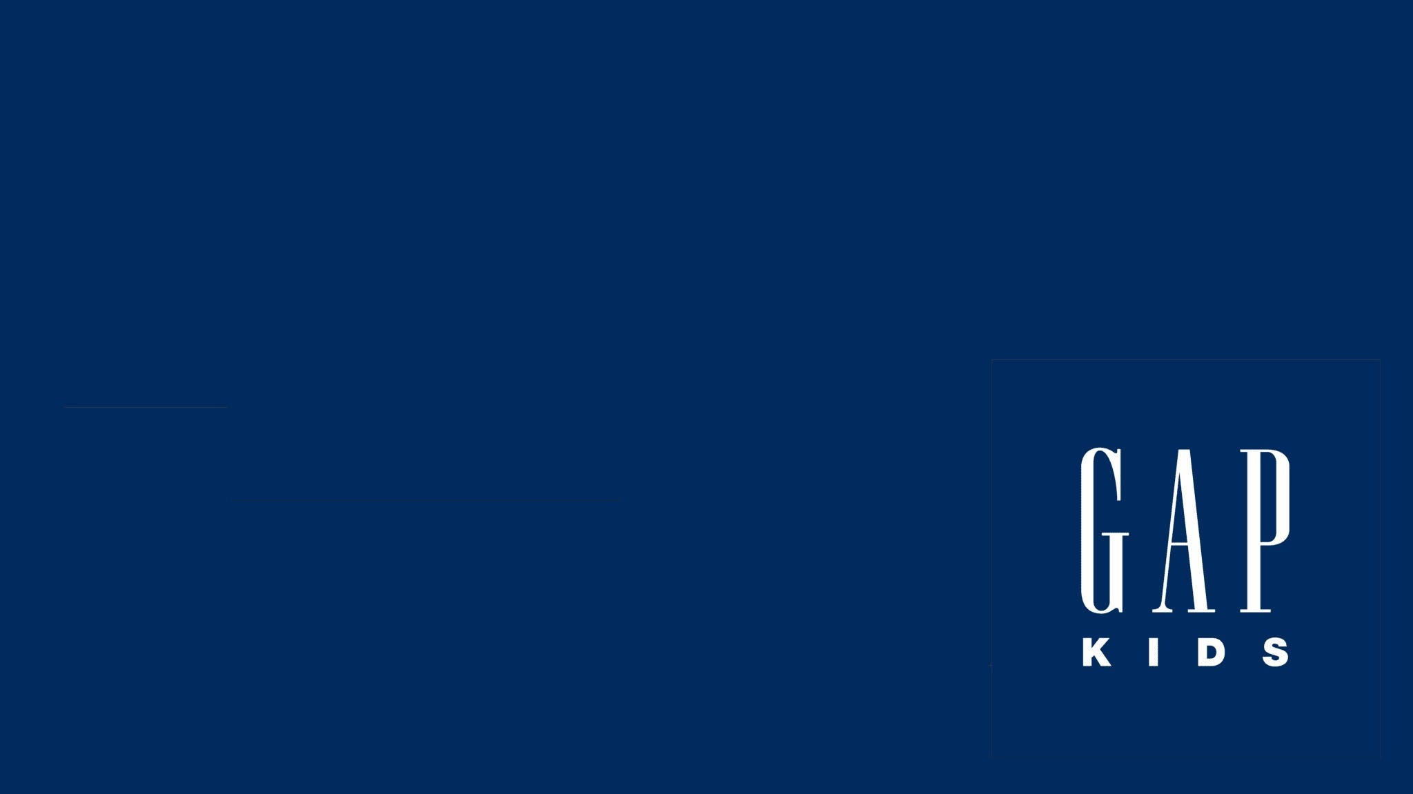 Gap 桌布 壁紙 — 一個簡約的深藍色背景，右下角有白色Gap Kids標誌。