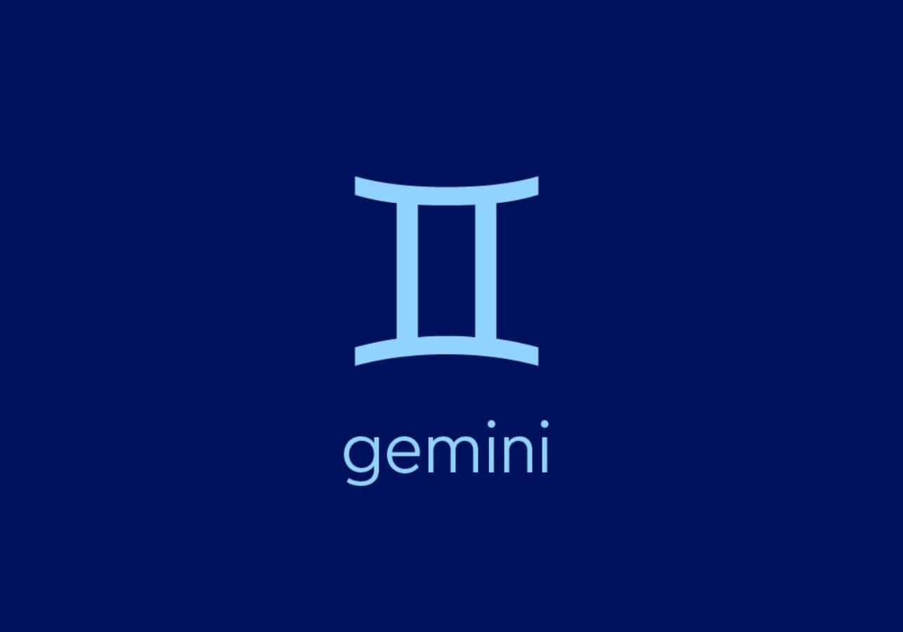 gemini 桌布 壁紙 — 一個簡約的淺藍色雙子座星座符號，居中於深藍色背景上，下方有 'gemini' 字樣。