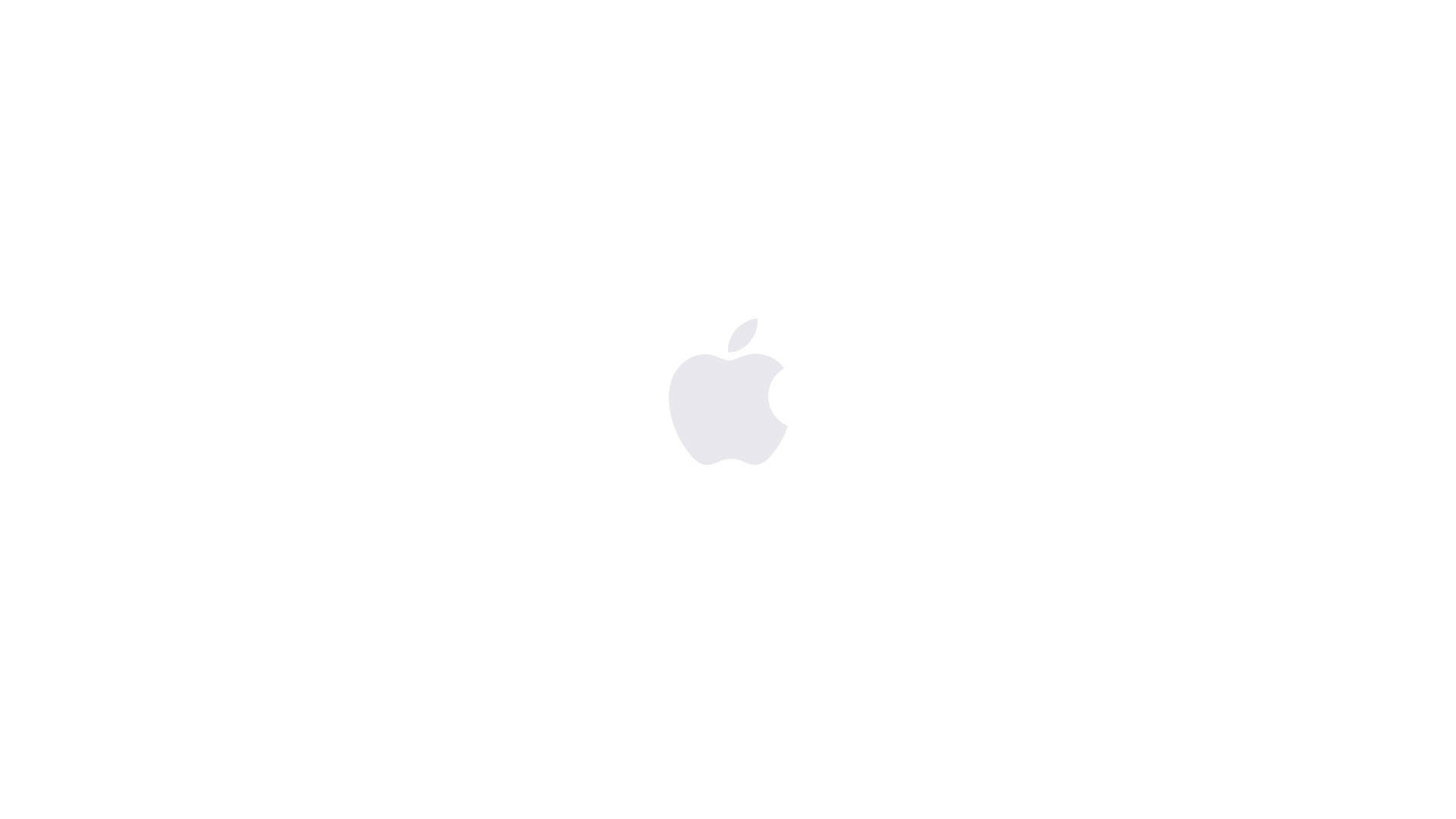 桌布 壁紙 — 一個簡約的灰色 Apple 標誌，居中放在純白背景上。