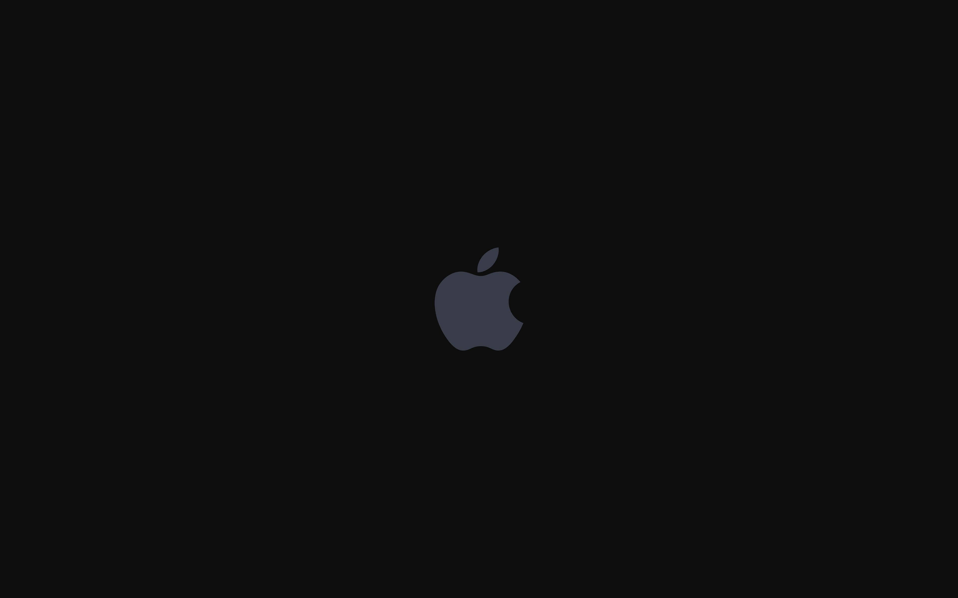 4K 桌布 壁紙 — 一個簡約的灰色Apple標誌，居中放置在純黑色背景上。