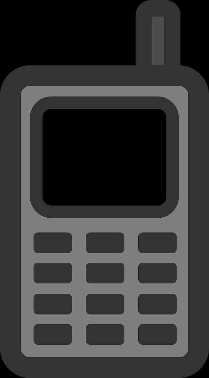 Mobile Phone 桌布 壁紙 — 一個簡約的灰色對講機，帶有天線和鍵盤，背景為黑色。