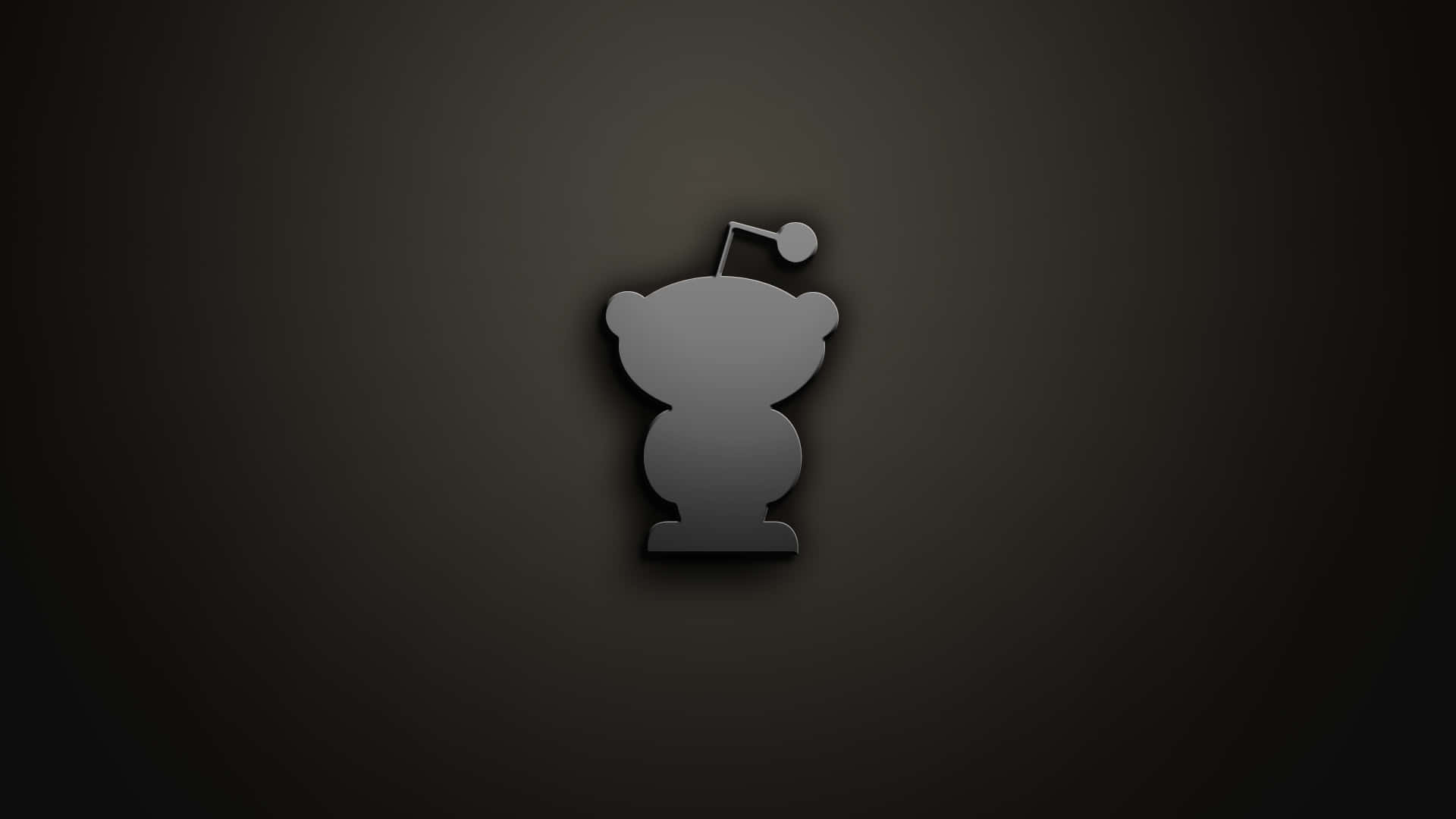 Reddit 桌布 壁紙 — 一個簡約的灰色熊形獎盃圖示，帶有麥克風，位於深色漸變背景中央。