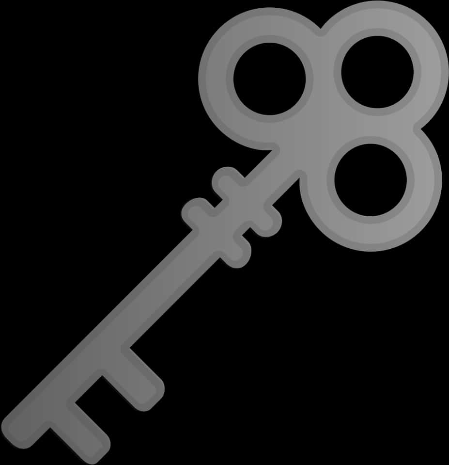 key 桌布 壁紙 — 一個簡約的灰色鑰匙圖示，帶有三個圓形孔和一個簡單的軸，背景為黑色。
