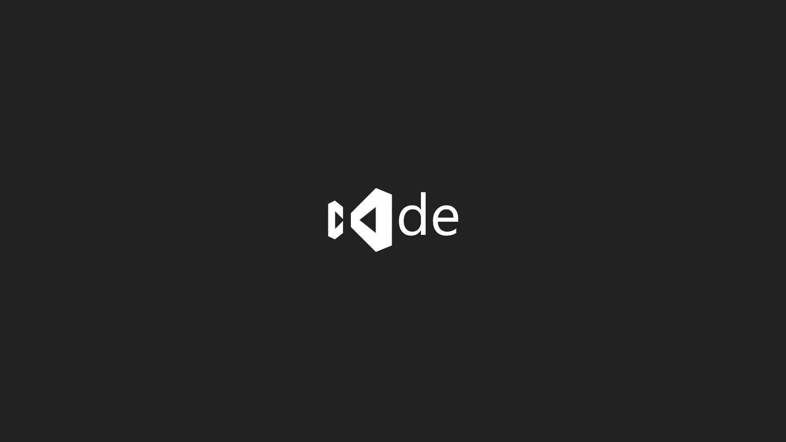 程式碼 桌布 壁紙 — 一個簡約的白色 Visual Studio Code 標誌，居中放在純深灰色背景上。
