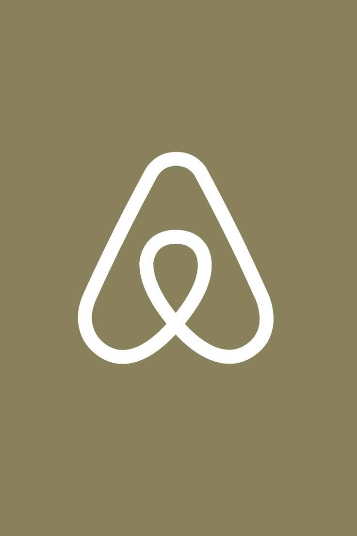 人像動態 桌布 壁紙 — 一個簡約的白色Airbnb標誌，居中放在純橄欖綠背景上。