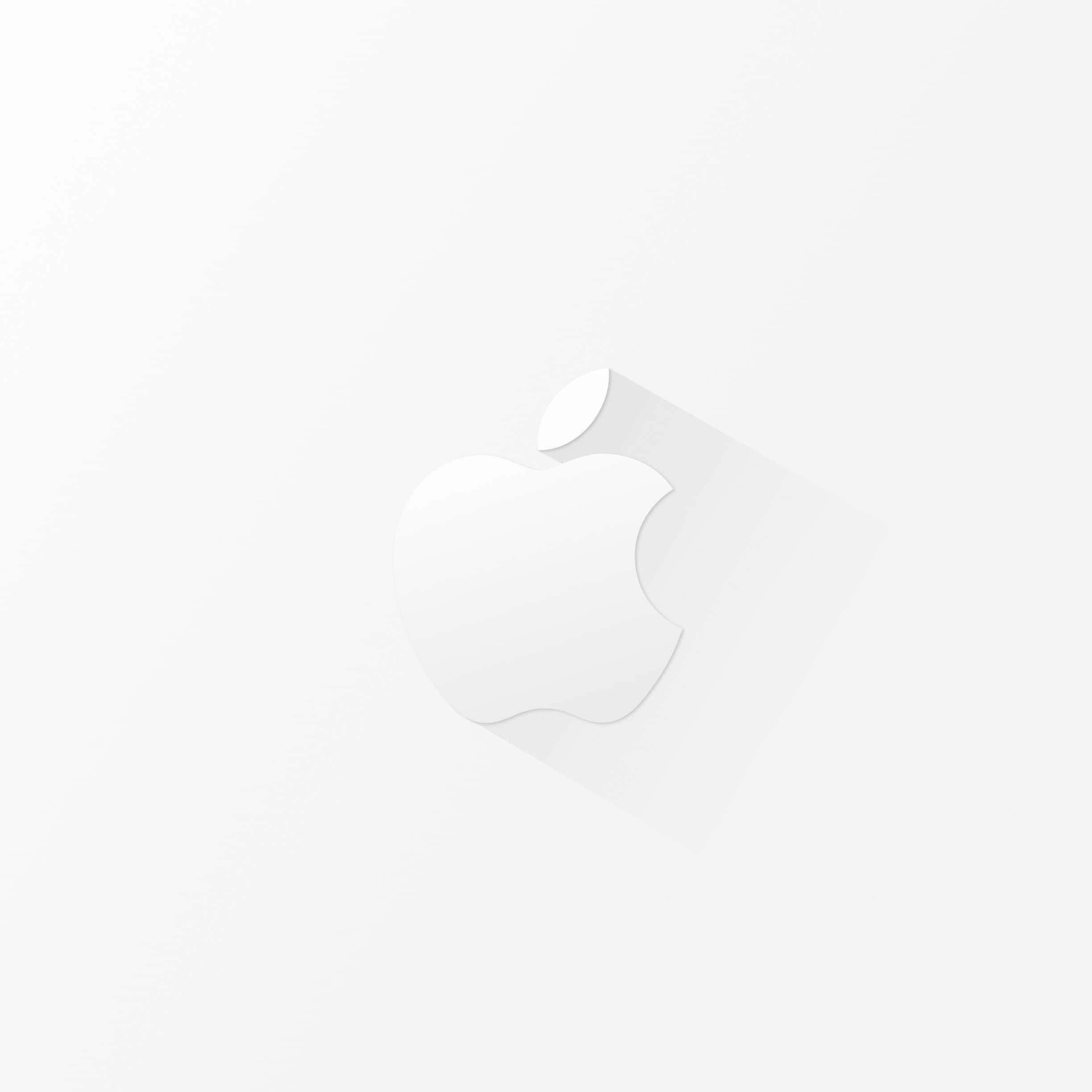 白色 桌布 壁紙 — 一個簡約的白色Apple標誌在乾淨的漸變背景上投下柔和陰影。