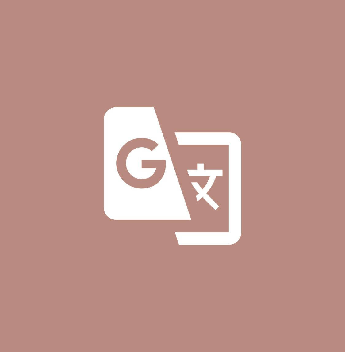 Google Translate 桌布 壁紙 — 一個簡約的白色Google翻譯標誌，居中放在純色柔和赤陶背景上。