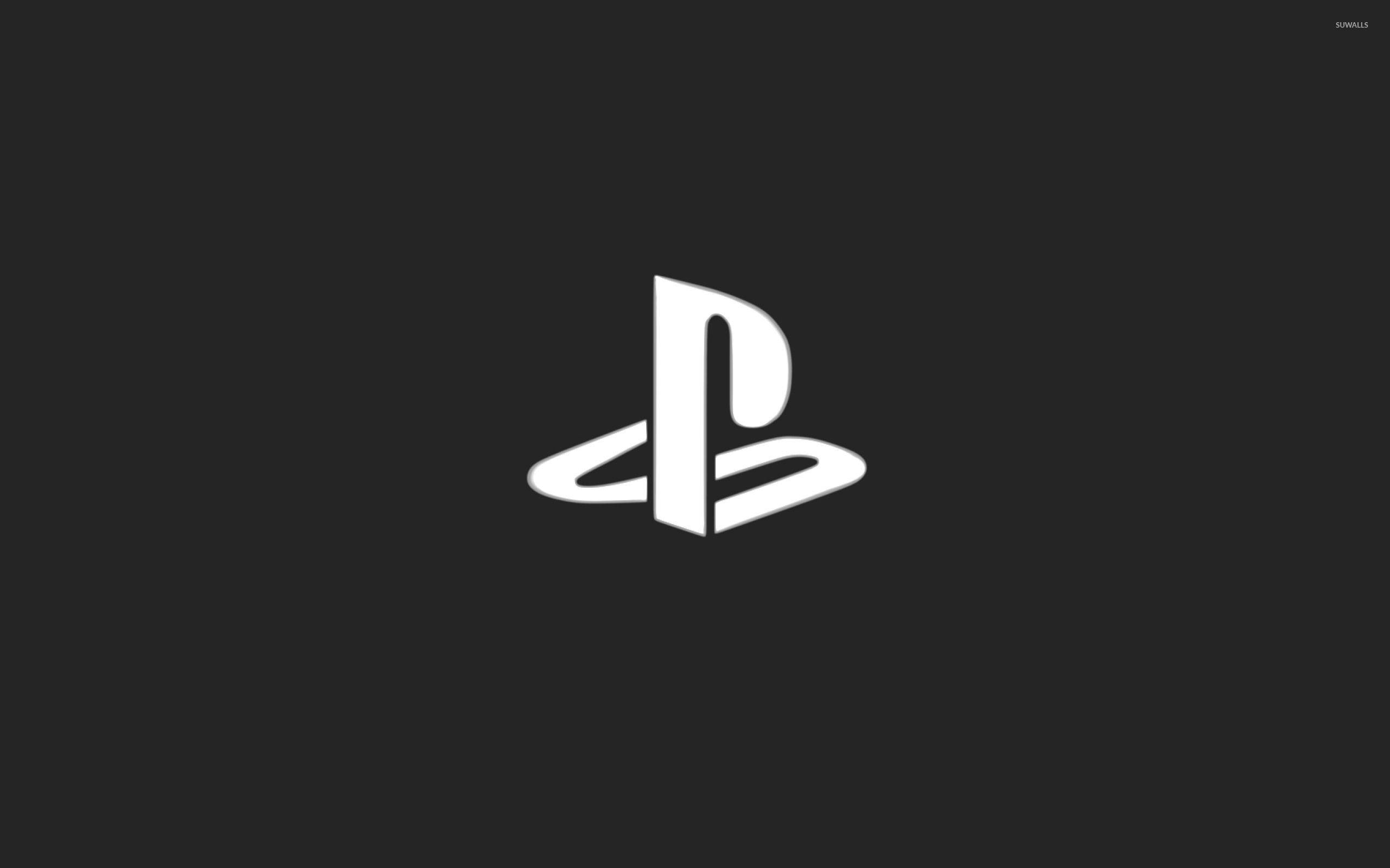 PlayStation 桌布 壁紙 — 一個簡約的白色PlayStation標誌，居中在純深灰色背景上。