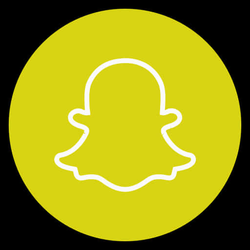 Snapchat 桌布 壁紙 — 一個簡約的白色Snapchat鬼魂標誌輪廓，置中於實心萊姆綠色圓形上，背景為黑色。